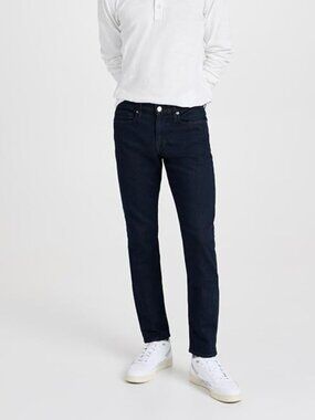 FRAME L'Homme Skinny Cobalt Dark Rinse Mid Rise Stretch Slim Leg Jeans, Size 30